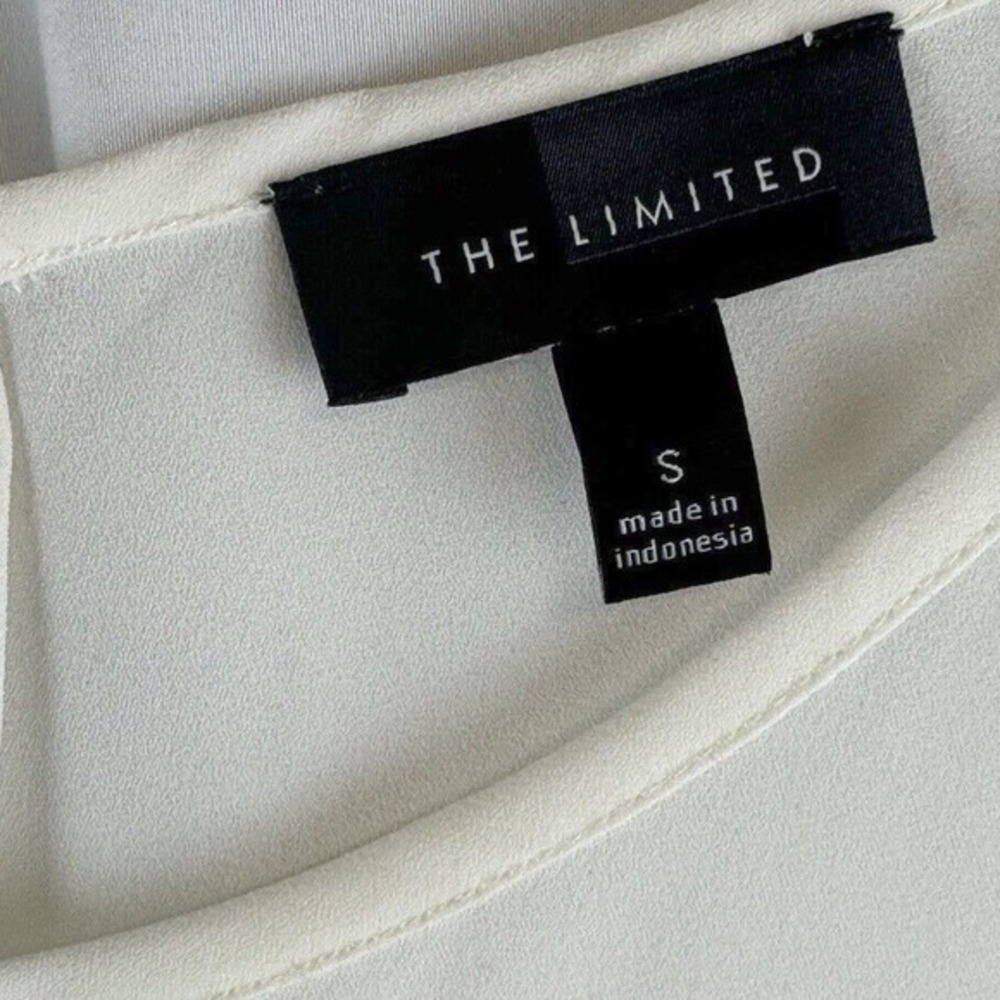 The Limited Ivory Bishop Sleeve Blouse Crew Neck Top S Soft‎ Femininity 68-03 - Picture 3 of 14